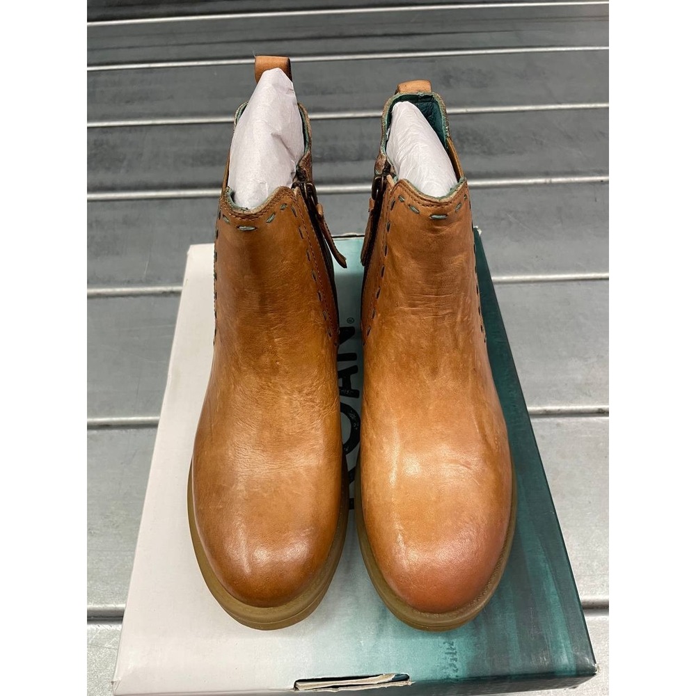 Roan Bed Stu Hostile Chelsea Boots Womens 6 Pecan Leather Ankle Bootie